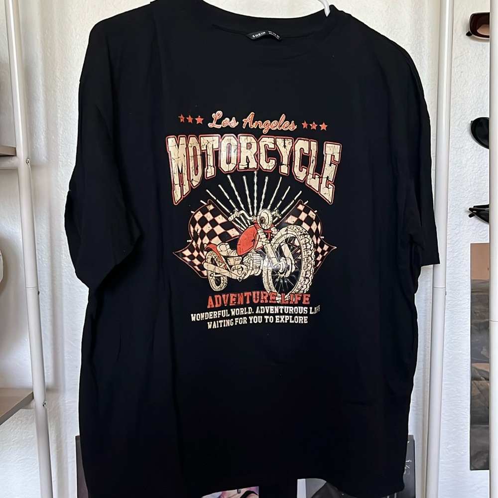 black motorcycle graphic tee